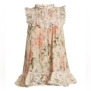 Zimmermann Floral Embroidered Frill Blouse Size 2 (US 8)